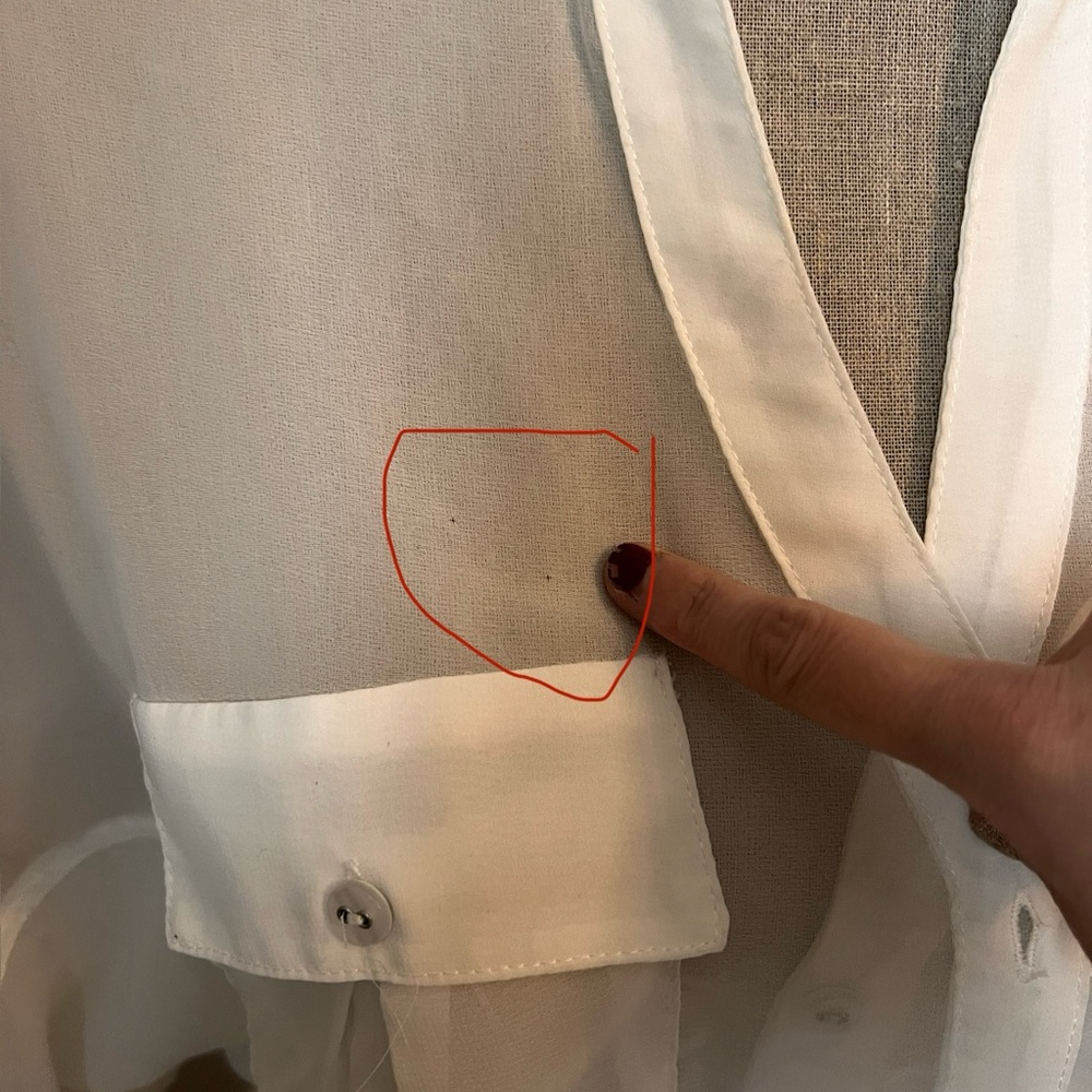 Double Zero Sheer White Button Down Top Size Small - Picture 4 of 14